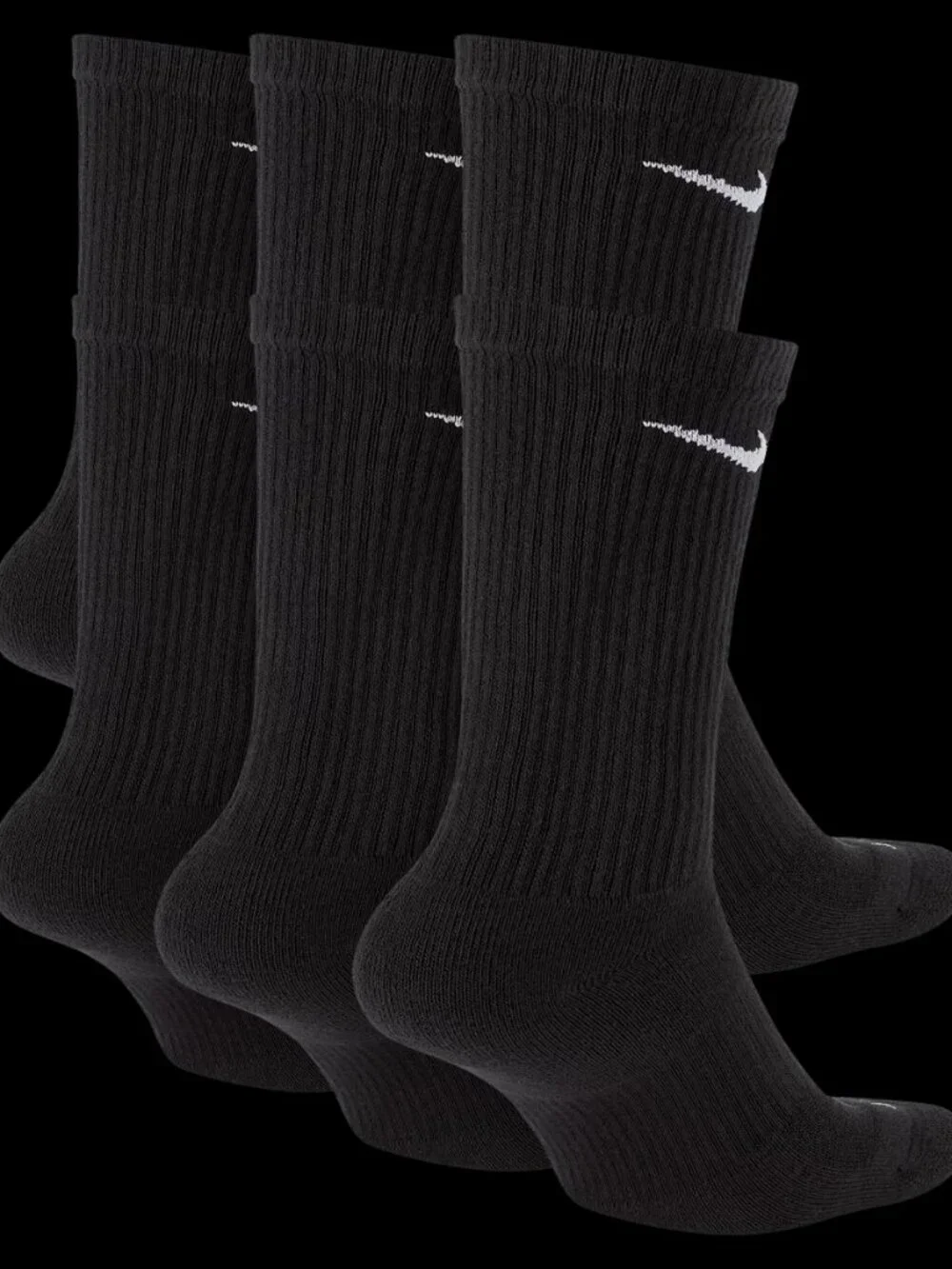 Nike Everyday Plus Cushion Crew Socks 6 Pack Black Dri-FIT Men's Size 6-8 New